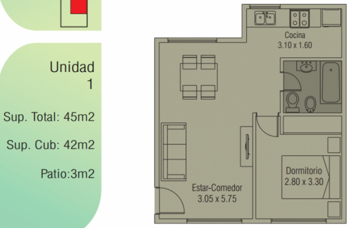 Castelar Norte Departamentos 1 y 2 ambientes Desde u$s 50.000